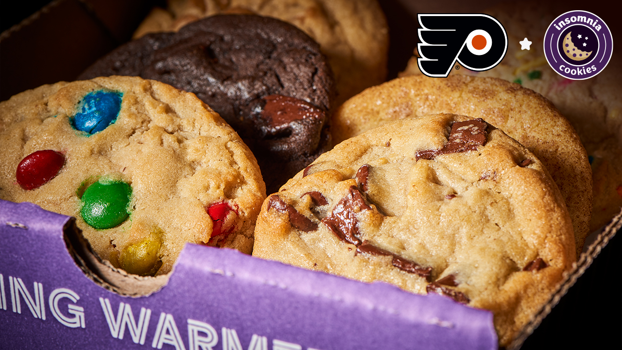 An open box of Insomnia Cookies