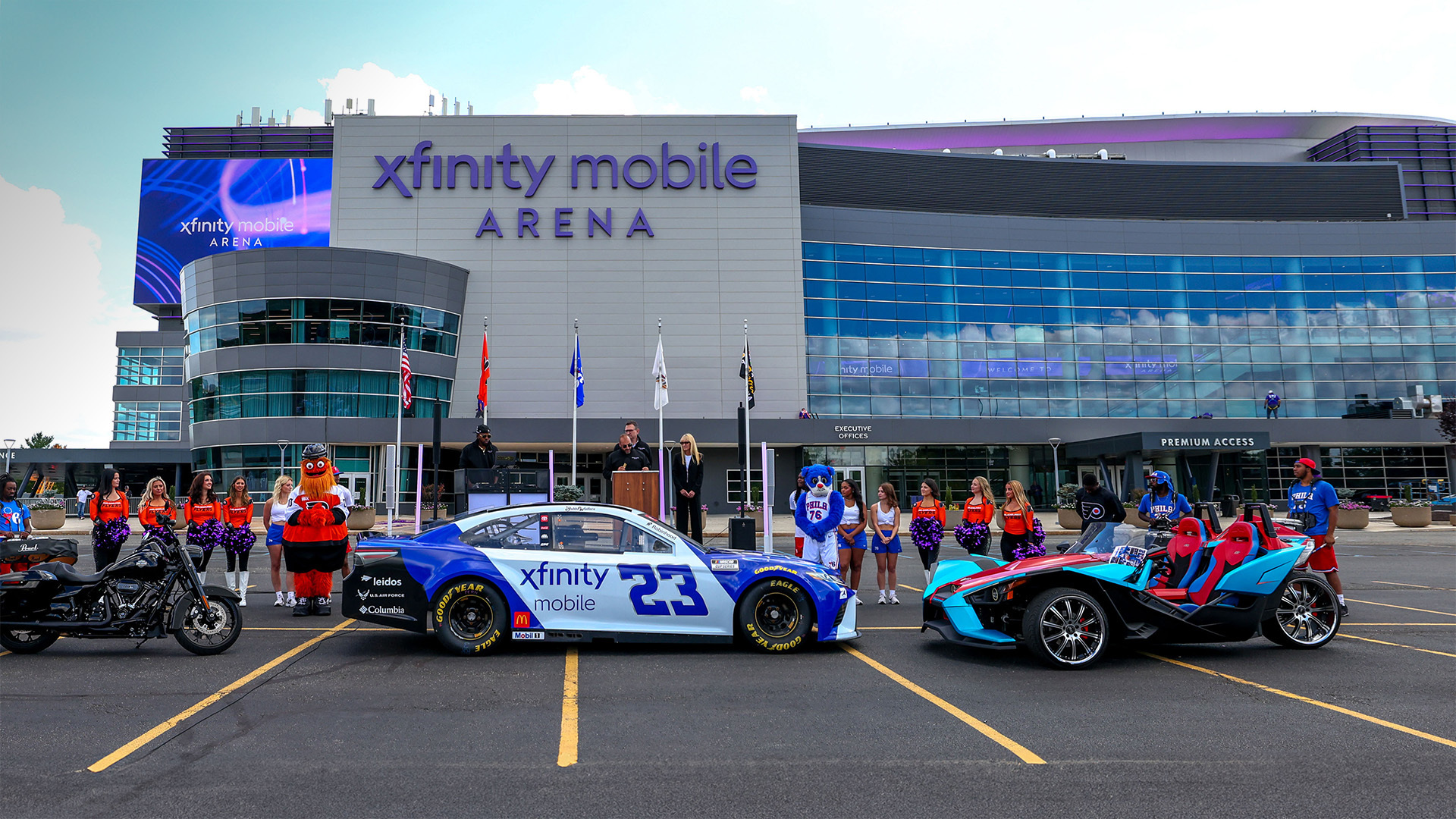 Front of Xfinity Mobile Arena during announcement.