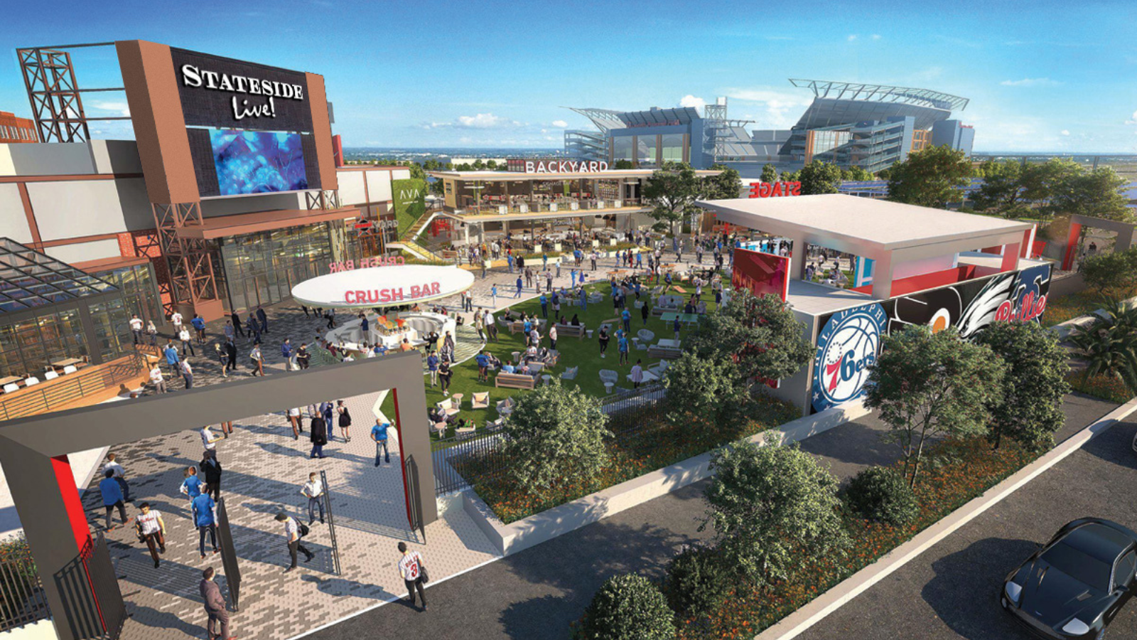 Arial view of renderings of Statesode Live!